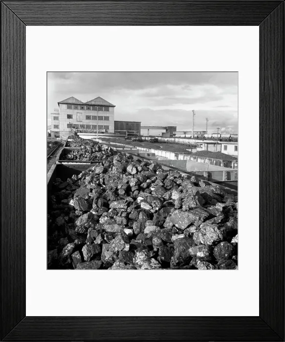 Framed Print : Rail trucks loaded with coal leaving Lynemouth Colliery, Northumberland, 1963. Artist Framed Print : Rail trucks loaded with coal leaving Lynemouth Colliery, Northumberland, 1963. Artist