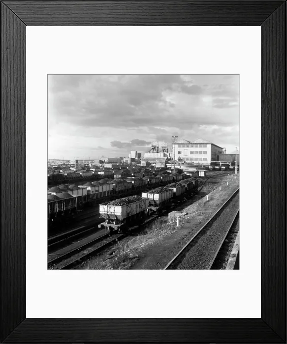 Framed Print : Rail trucks loaded with coal leaving Lynemouth Colliery, Northumberland, 1963. Artist Framed Print : Rail trucks loaded with coal leaving Lynemouth Colliery, Northumberland, 1963. Artist