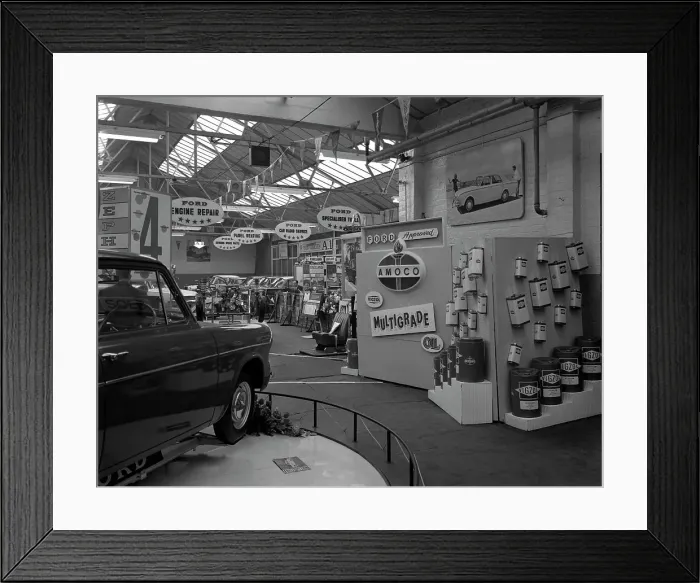 Framed Print : Exhibition at a Ford dealers in Rotherham, South Yorkshire, 1964 Framed Print : Exhibition at a Ford dealers in Rotherham, South Yorkshire, 1964