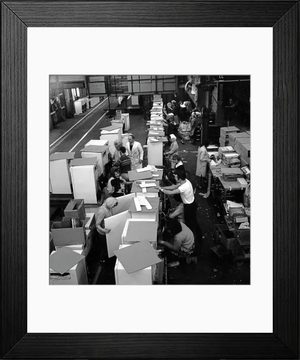 Framed Print : Fridge assembly line at the General Electric Company, Swinton, South Yorkshire, 1964