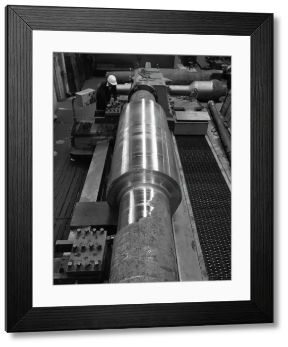 Framed Print : Toolholder turning a giant roller, Edgar Allens, Sheffield, 1964 Framed Print : Toolholder turning a giant roller, Edgar Allens, Sheffield, 1964