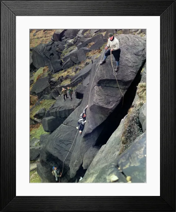 Framed Print : Climbers on Stanage Edge, Hathersage, Derbyshire, 1964. Artist: Michael Walters Framed Print : Climbers on Stanage Edge, Hathersage, Derbyshire, 1964. Artist: Michael Walters