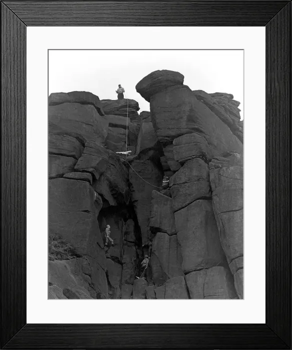 Framed Print : Climbers on Stanage Edge, Hathersage, Derbyshire, 1964. Artist: Michael Walters
