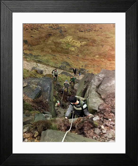 Framed Print : Climbers on Stanage Edge, Hathersage, Derbyshire, 1964. Artist: Michael Walters Framed Print : Climbers on Stanage Edge, Hathersage, Derbyshire, 1964. Artist: Michael Walters