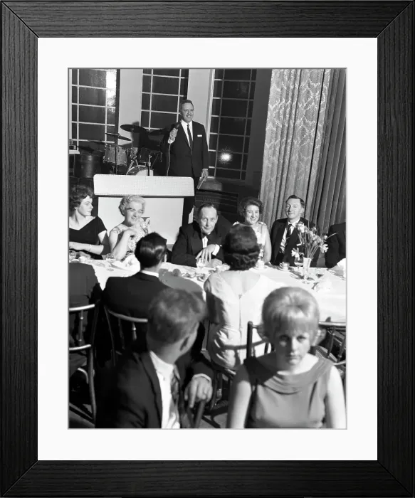 Framed Print : Compere at a social evening, Doncaster, South Yorkshire, 1964. Artist: Michael Walters Framed Print : Compere at a social evening, Doncaster, South Yorkshire, 1964. Artist: Michael Walters