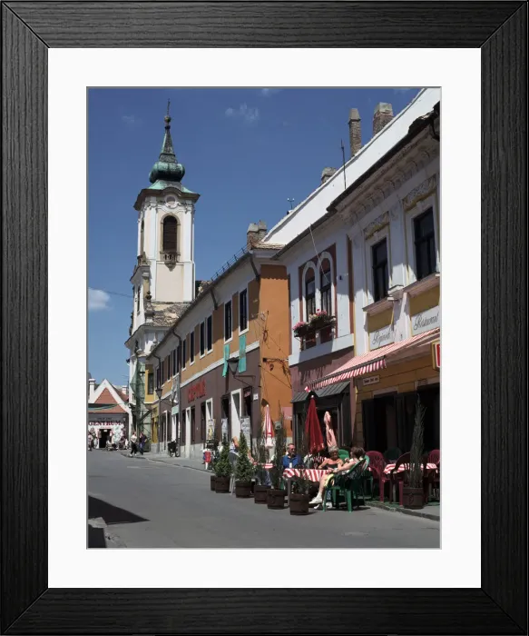 Framed Print : Cafe and church, Szentendre, Hungary Framed Print : Cafe and church, Szentendre, Hungary
