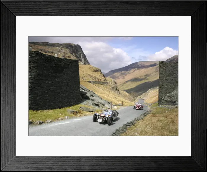 Framed Print : Vintage cars climbing Honister Pass, Lake District, Cumbria Framed Print : Vintage cars climbing Honister Pass, Lake District, Cumbria