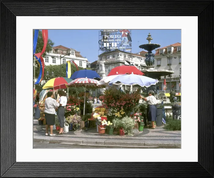 Framed Print : Flower sellers in the Rossio, Lisbon, Portugal Framed Print : Flower sellers in the Rossio, Lisbon, Portugal