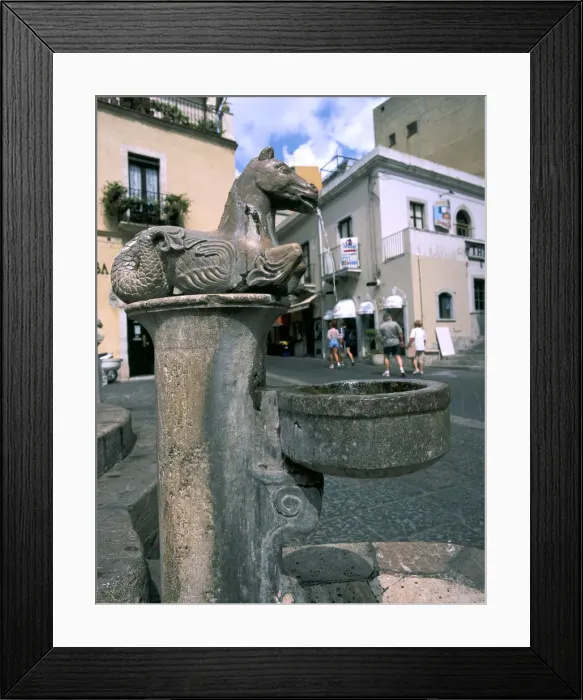 Framed Print : Sea Horse water fountain, Piazza del Duomo, Taormina, Sicily, Italy Framed Print : Sea Horse water fountain, Piazza del Duomo, Taormina, Sicily, Italy