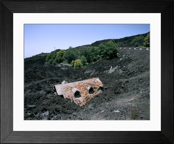 Framed Print : House destroyed by lava flow, Mount Etna, Sicily, Italy