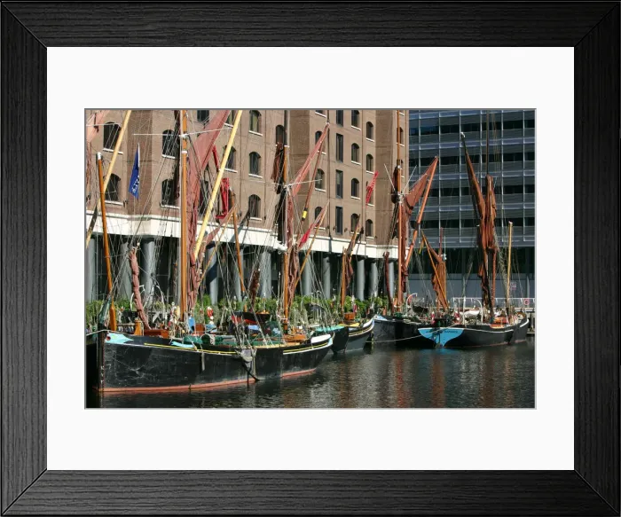 Framed Print : Sailing barges in St Katherines Dock, London Framed Print : Sailing barges in St Katherines Dock, London
