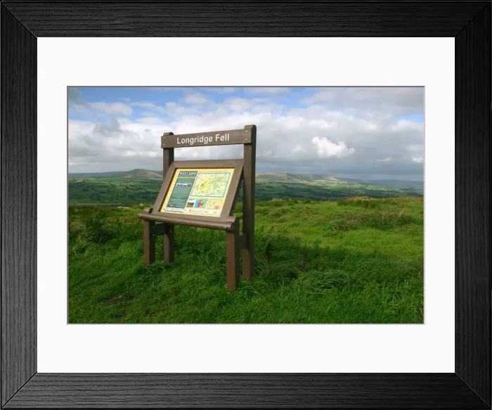 Framed Print : Information board, Longridge Fell, Lancashire