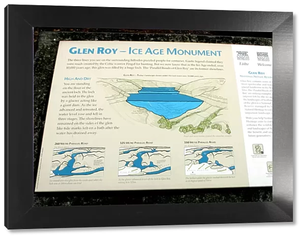 Sign describing the Ice Age Monument, Glen Roy, Highland, Scotland