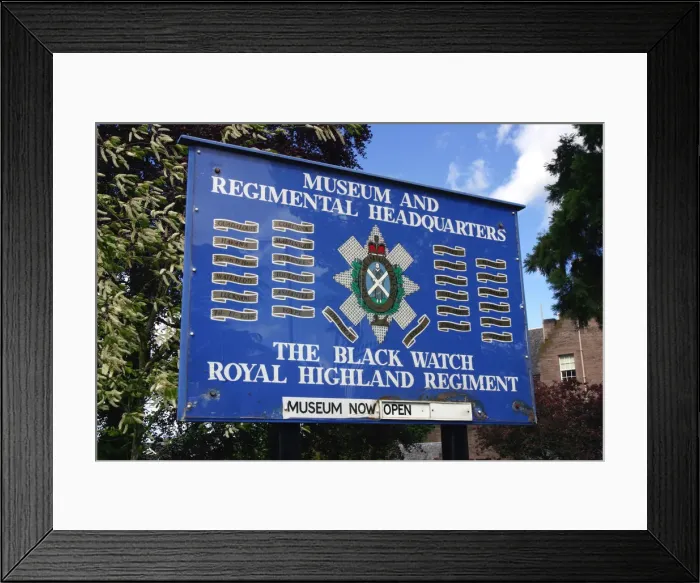Framed Print : Sign, museum and headquarters of the Royal Highland Regiment, Perth, Scotland Framed Print : Sign, museum and headquarters of the Royal Highland Regiment, Perth, Scotland