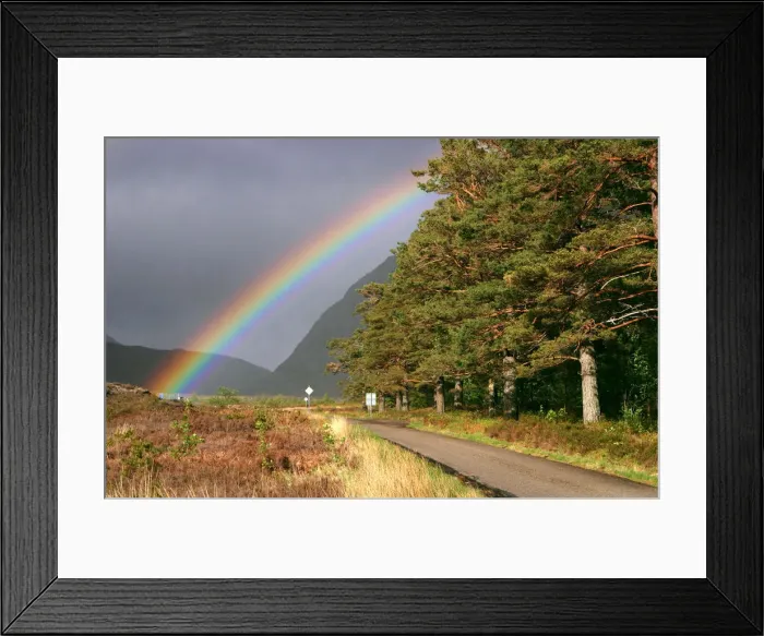Framed Print : Rainbow over the road from Ullapool to Torridon, Highland, Scotland Framed Print : Rainbow over the road from Ullapool to Torridon, Highland, Scotland
