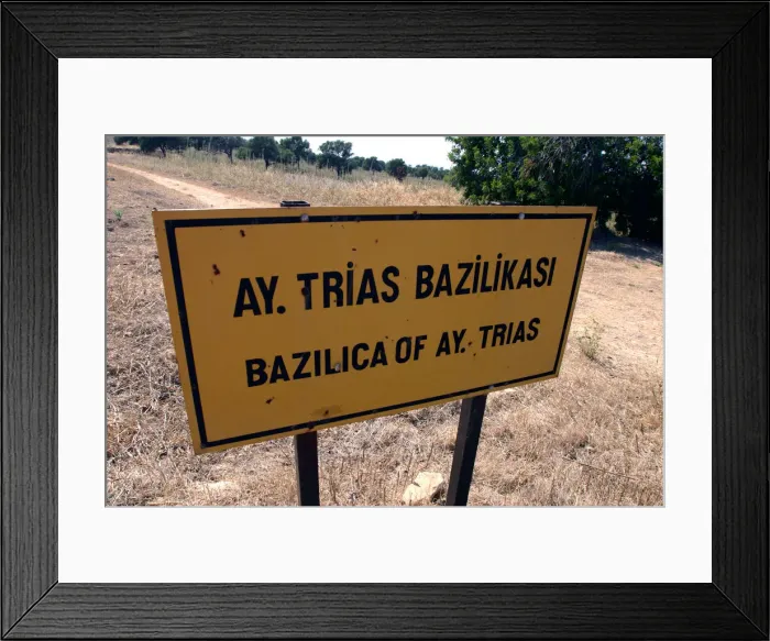 Framed Print : Sign, Basilica of Ayia Trias, Famagusta, North Cyprus Framed Print : Sign, Basilica of Ayia Trias, Famagusta, North Cyprus