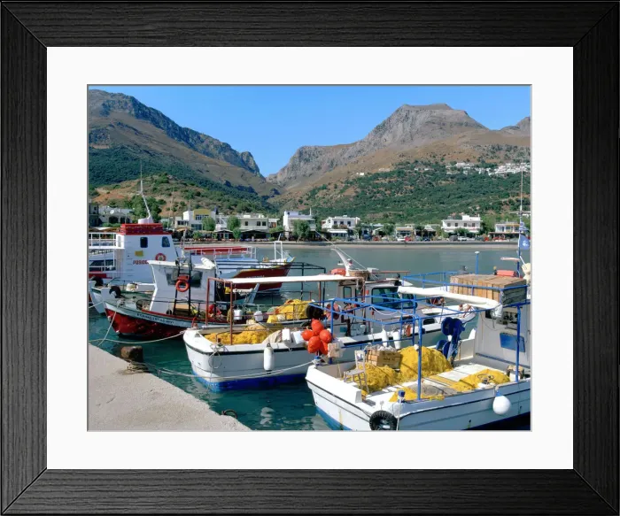 Framed Print : Fishing boats in the harbour, Plakias, Crete, Greece Framed Print : Fishing boats in the harbour, Plakias, Crete, Greece