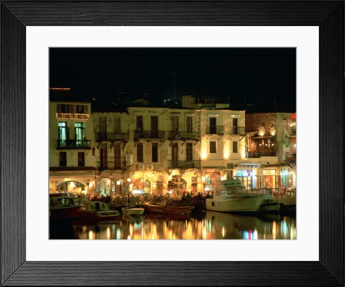 Framed Print : Old Harbour at night, Rethymnon, Crete, Greece Framed Print : Old Harbour at night, Rethymnon, Crete, Greece