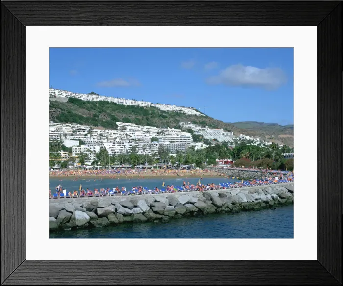 Framed Print : Beach and breakwater, Puerto Rico, Gran Canaria, Canary Islands Framed Print : Beach and breakwater, Puerto Rico, Gran Canaria, Canary Islands
