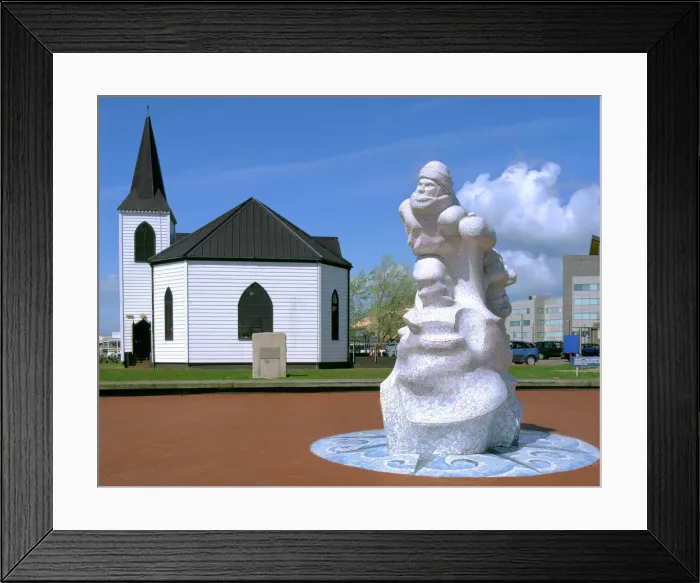 Framed Print : Norwegian Church and Antarctic 100 Memorial, Waterfront Park, Cardiff, Wales Framed Print : Norwegian Church and Antarctic 100 Memorial, Waterfront Park, Cardiff, Wales