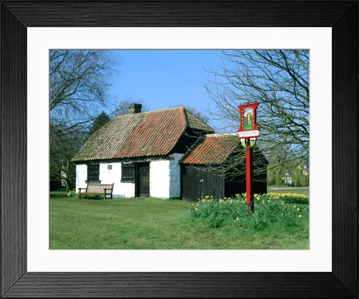 Framed Print : Village sign and smithy, Thriplow, Cambridgeshire Framed Print : Village sign and smithy, Thriplow, Cambridgeshire