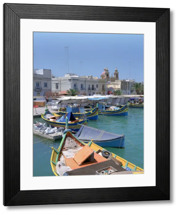 Framed Print : Fishing boats in the harbour, Marsaxlokk, Malta Framed Print : Fishing boats in the harbour, Marsaxlokk, Malta