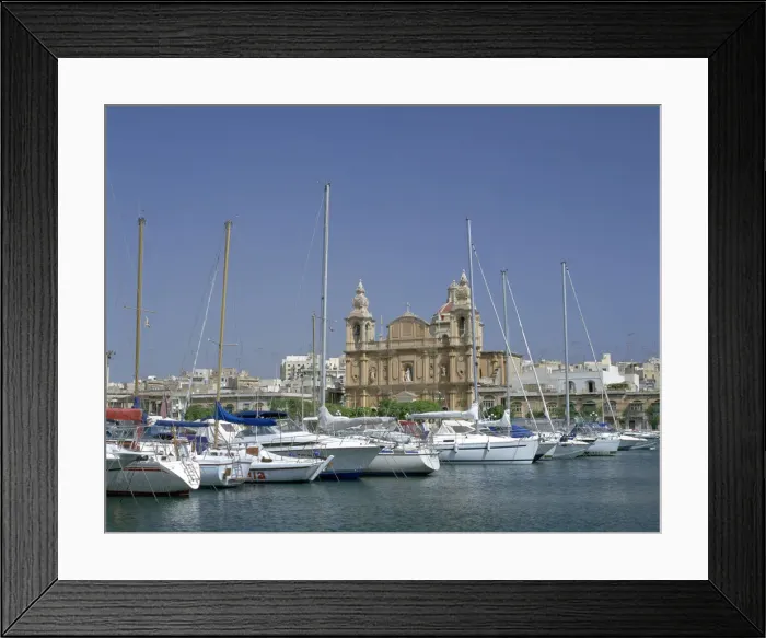 Framed Print : Marina and church, Malta Framed Print : Marina and church, Malta