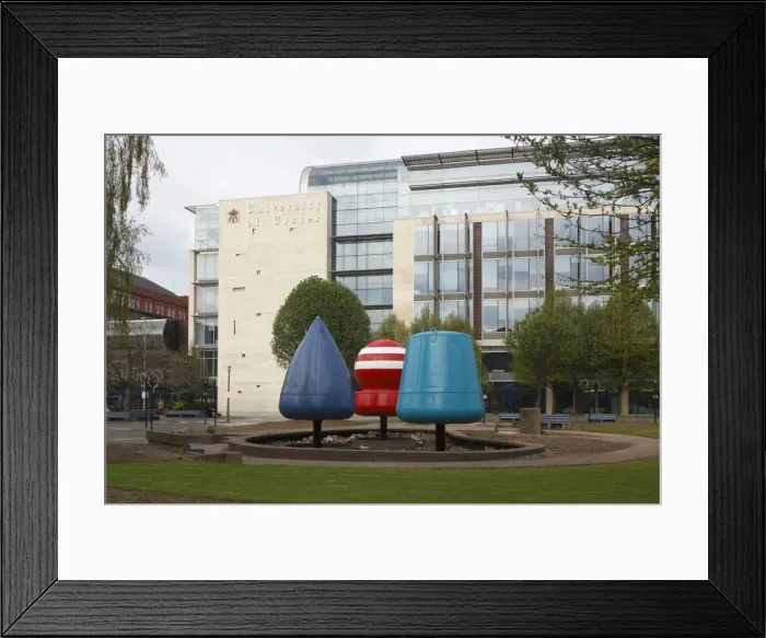 Framed Print : Three Buoys and University of Ulster, Belfast, Northern Ireland, 2010 Framed Print : Three Buoys and University of Ulster, Belfast, Northern Ireland, 2010