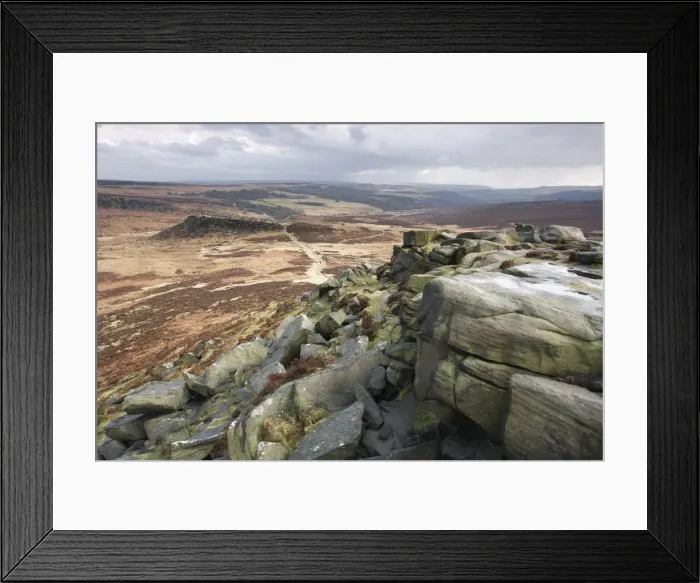 Framed Print : Carl Wark from Higger Tor, Peak District, Derbyshire, 2010 Framed Print : Carl Wark from Higger Tor, Peak District, Derbyshire, 2010