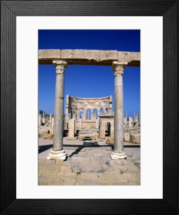Framed Print : The Market, Leptis Magna, Libya, c3rd century AD. Pillars in the ancient Roman city Framed Print : The Market, Leptis Magna, Libya, c3rd century AD. Pillars in the ancient Roman city