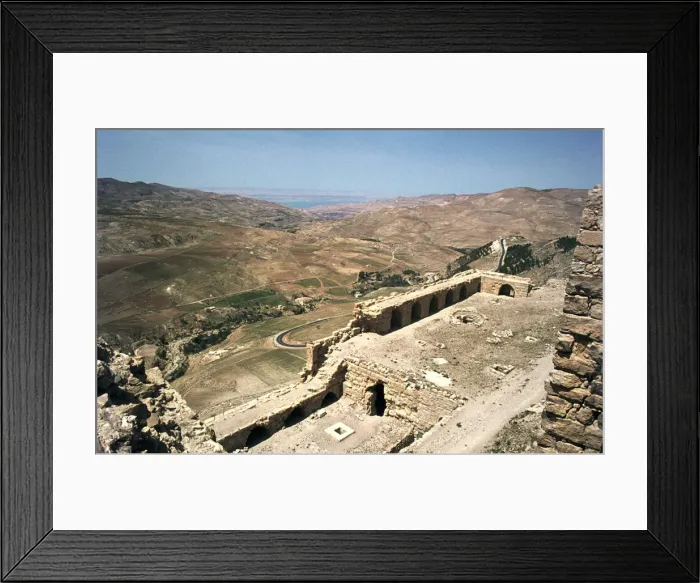 Framed Print : Looking towards the Dead Sea from the castle of Kerak, Jordan Framed Print : Looking towards the Dead Sea from the castle of Kerak, Jordan