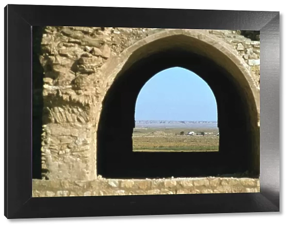 Looking out through an arch, fortress of Al Ukhaidir, Iraq, 1977