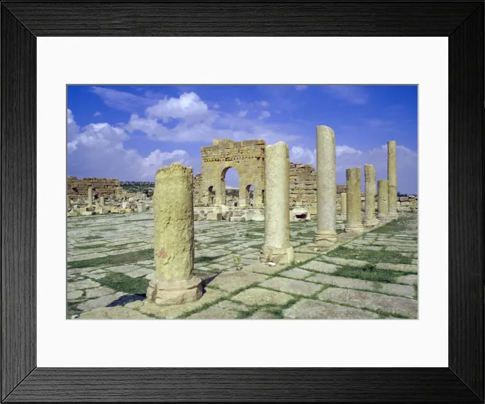 Framed Print : Antonine Gate and ruined pillars, Sbeitla, Tunisia Framed Print : Antonine Gate and ruined pillars, Sbeitla, Tunisia