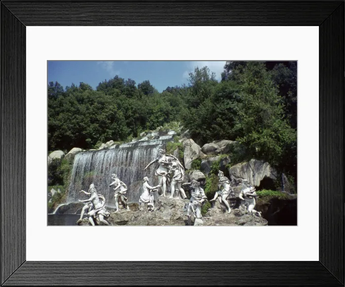 Framed Print : Sculpture by a cascade, Palace of Caserta, Campania, Italy Framed Print : Sculpture by a cascade, Palace of Caserta, Campania, Italy