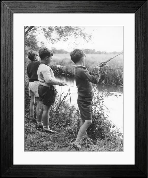 Framed Print : Boys fishing, c1960s Framed Print : Boys fishing, c1960s