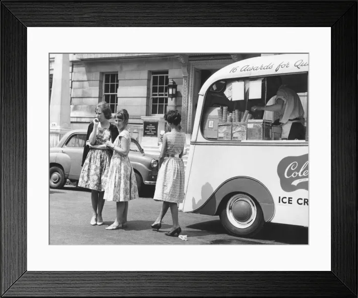 Framed Print : Young women by an ice cream van, c1960 Framed Print : Young women by an ice cream van, c1960