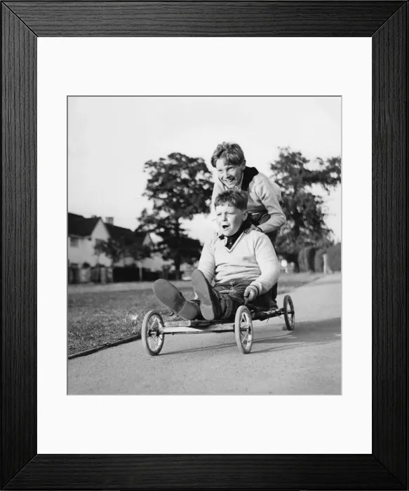 Framed Print : Boys playing with a home-made go-kart, Horley, Surrey, 1965 Framed Print : Boys playing with a home-made go-kart, Horley, Surrey, 1965