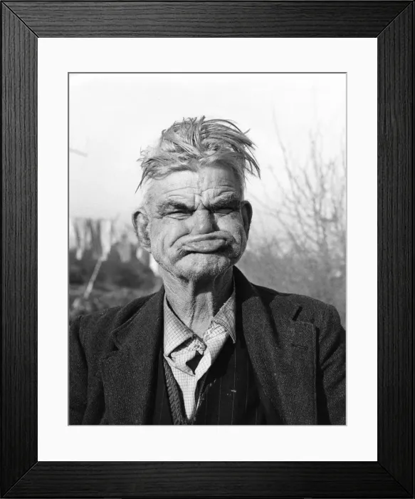 Framed Print : Gipsy pulling a gurney face, Lewes, Sussex, 1964 Framed Print : Gipsy pulling a gurney face, Lewes, Sussex, 1964