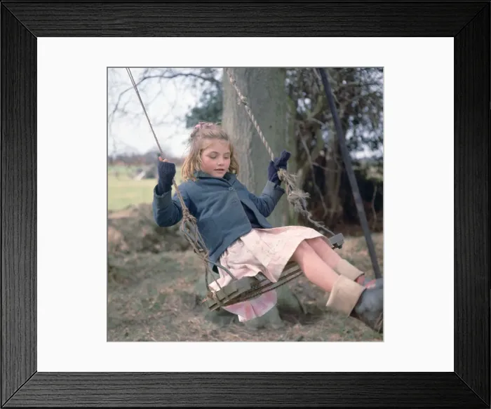 Framed Print : Young gipsy girl on a swing, Charlwood, Newdigate area, Surrey, 1964 Framed Print : Young gipsy girl on a swing, Charlwood, Newdigate area, Surrey, 1964