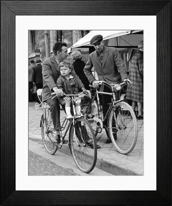 Framed Print : Cyclists, Brugge, Belgium, c1960s Framed Print : Cyclists, Brugge, Belgium, c1960s