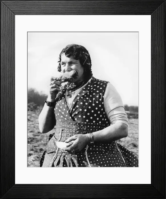 Framed Print : Gypsy woman eating, 1960s Framed Print : Gypsy woman eating, 1960s