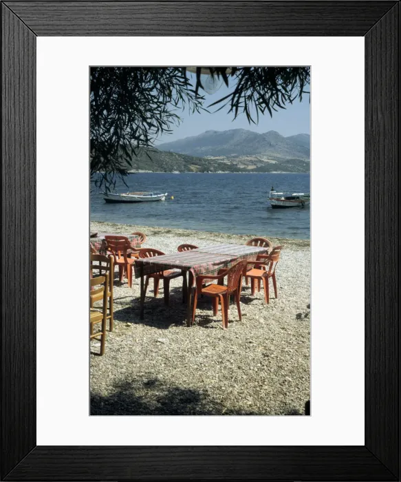 Framed Print : Harbour taverna, Ligia, Levkas, Greece Framed Print : Harbour taverna, Ligia, Levkas, Greece