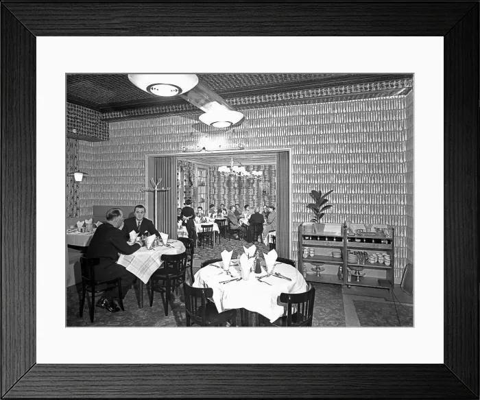 Framed Print : The Arcadian Restaurant with Art Deco wall covering, Barnsley Co-op, South Yorkshire, 1956 Framed Print : The Arcadian Restaurant with Art Deco wall covering, Barnsley Co-op, South Yorkshire, 1956