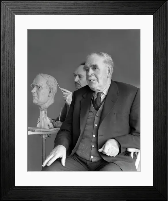 Framed Print : Alderman M Crichton posing for a sculpture, Swinton, South Yorkshire, April 1959 Framed Print : Alderman M Crichton posing for a sculpture, Swinton, South Yorkshire, April 1959
