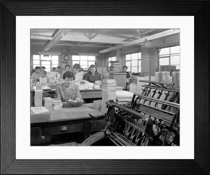 Framed Print : The binding room at the White Rose Press printing Co, Mexborough, South Yorkshire, 1959 Framed Print : The binding room at the White Rose Press printing Co, Mexborough, South Yorkshire, 1959