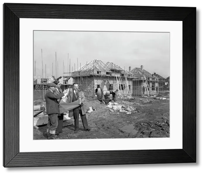 Framed Print : Residential house construction, South Yorkshire, early 1960s. Artist: Michael Walters Framed Print : Residential house construction, South Yorkshire, early 1960s. Artist: Michael Walters