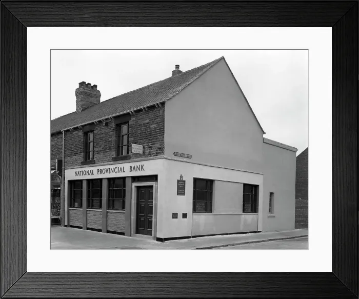 Framed Print : The National Provincial Bank, Goldthorpe, South Yorkshire, 1960. Artist: Michael Walters Framed Print : The National Provincial Bank, Goldthorpe, South Yorkshire, 1960. Artist: Michael Walters