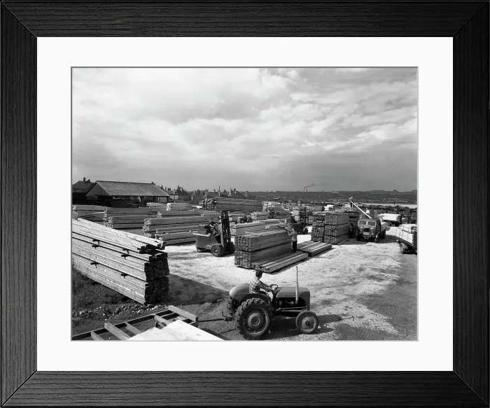 Framed Print : A busy timber yard, Bolton upon Dearne, South Yorkshire, 1960. Artist: Michael Walters Framed Print : A busy timber yard, Bolton upon Dearne, South Yorkshire, 1960. Artist: Michael Walters