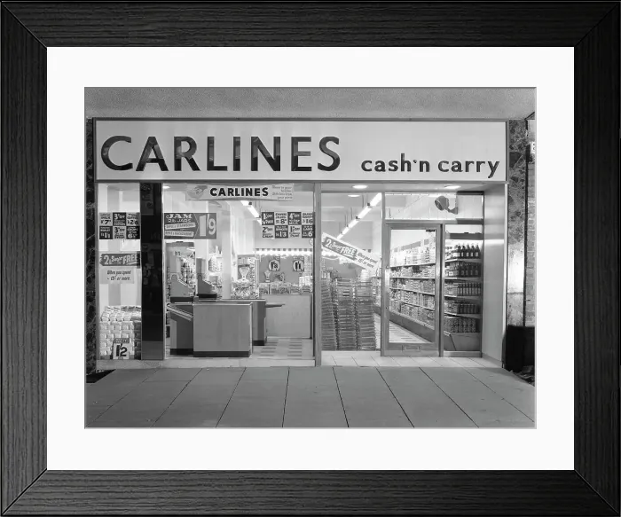 Framed Print : The new generation of cash and carry, Goldthorpe, South Yorkshire, 1960 Framed Print : The new generation of cash and carry, Goldthorpe, South Yorkshire, 1960