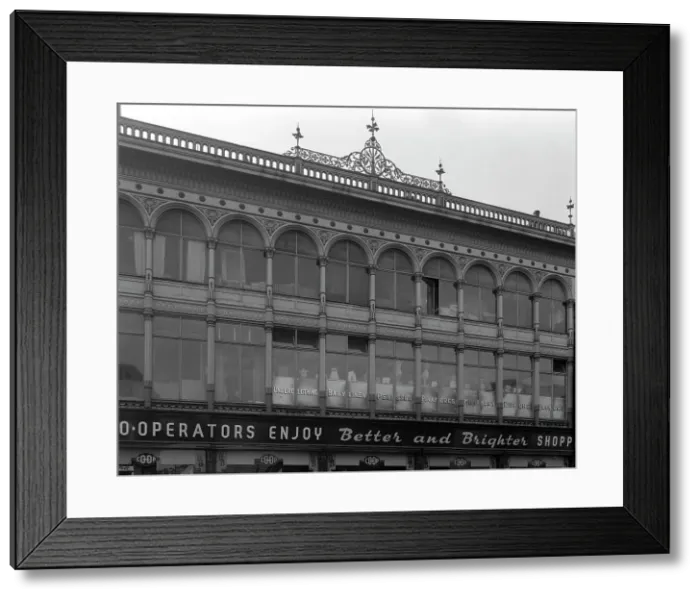 Framed Print : Grand facade of the Co-op central drapery department, Barnsley, South Yorkshire, 1961 Framed Print : Grand facade of the Co-op central drapery department, Barnsley, South Yorkshire, 1961